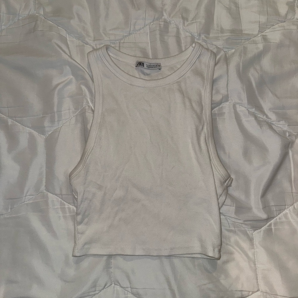 Zara Cropped White Tank Top